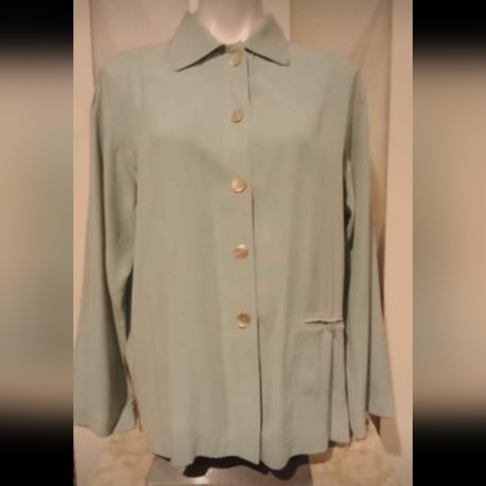 Marisa Studio - light blue button up blouse with 1 front pocket , sz medium